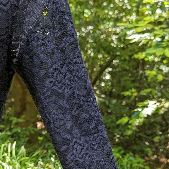 JONATHAN SIMKHAI Stretch Lace Bodysuit Long Sleeves in Semi Sheer Black Sz Small - Picture 8 of 11